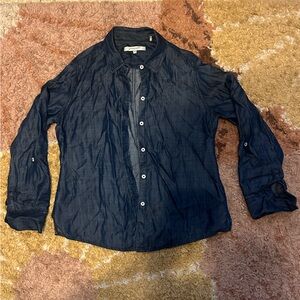 Foxcroft Women's Navy Button Down Shirt